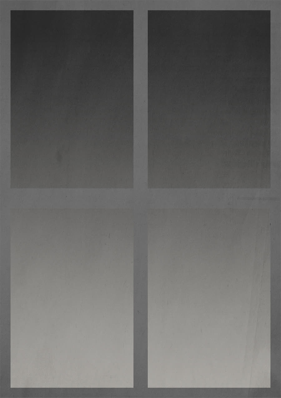 A soft four-panel grayscale gradient study on a textured paper background.